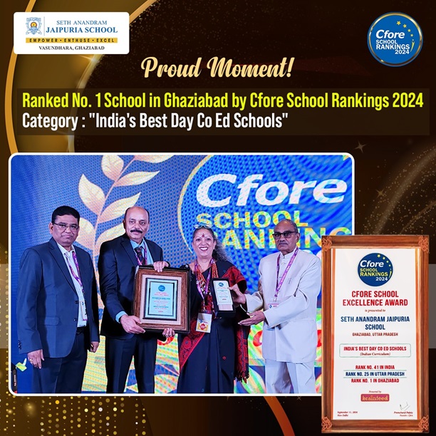 Top-Ranked No. 1 in Ghaziabad for 'India's Best Day Co-Ed Schools' by Cfore School Rankings 2024