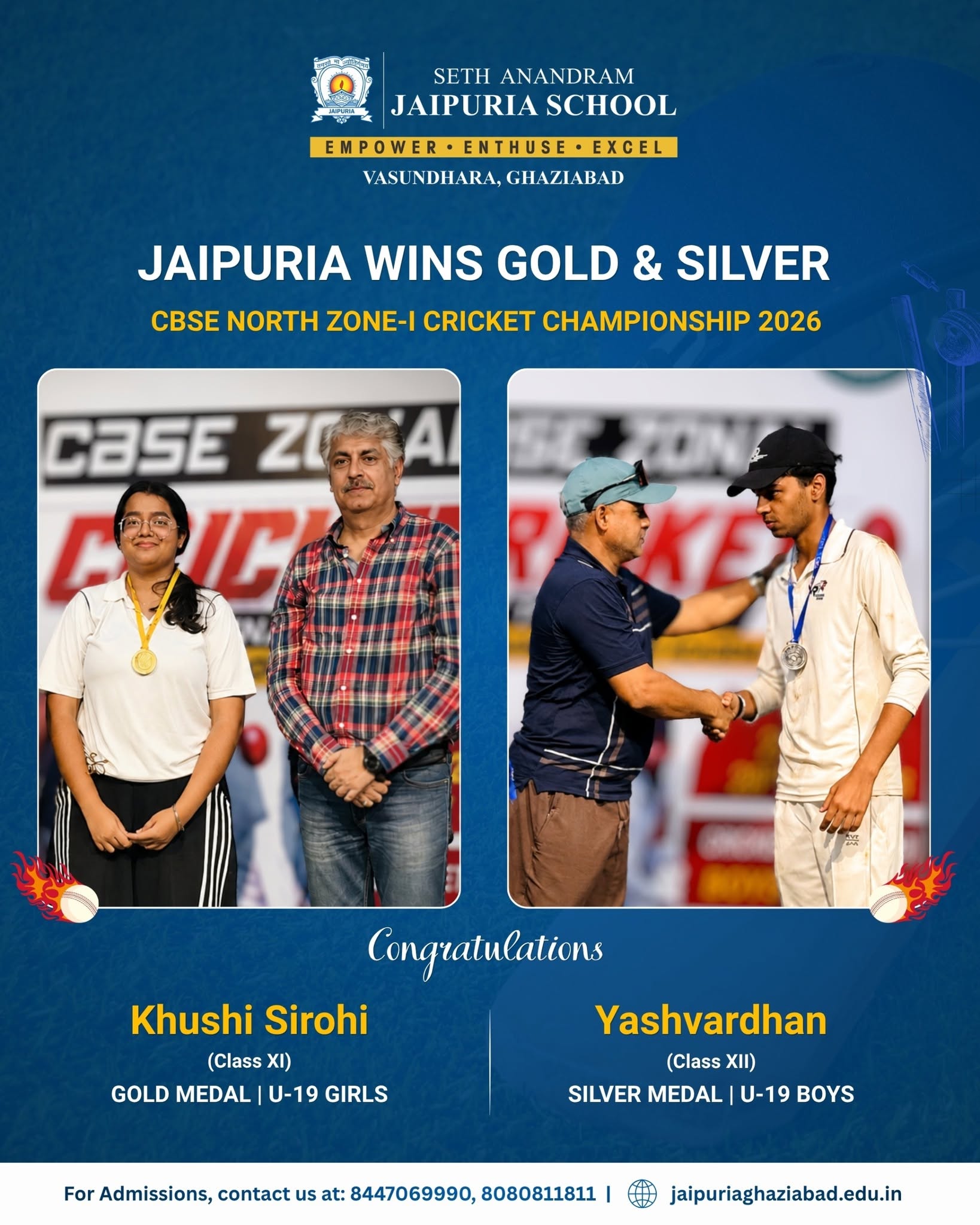 Double Podium Finish at CBSE North Zone-I Cricket Championship