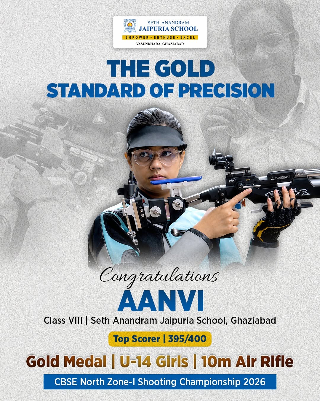 Aanvi Strikes Gold at CBSE North Zone-I Shooting Championship