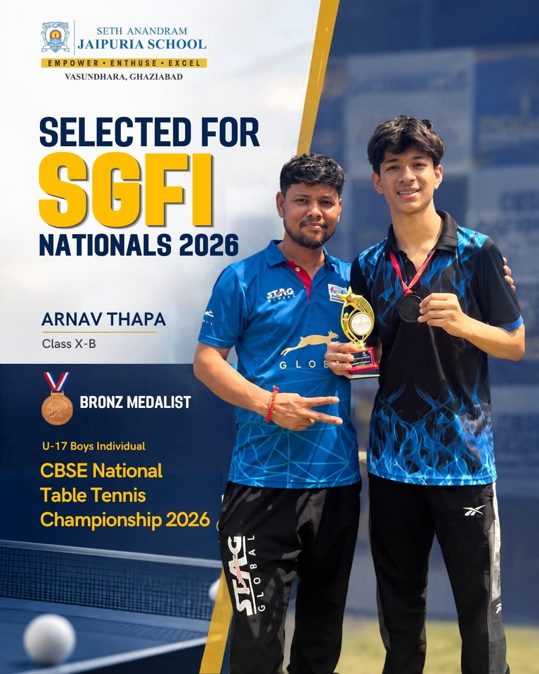 From National Bronze to the Next Challenge Arnav Thapa Selected for SGFI Nationals